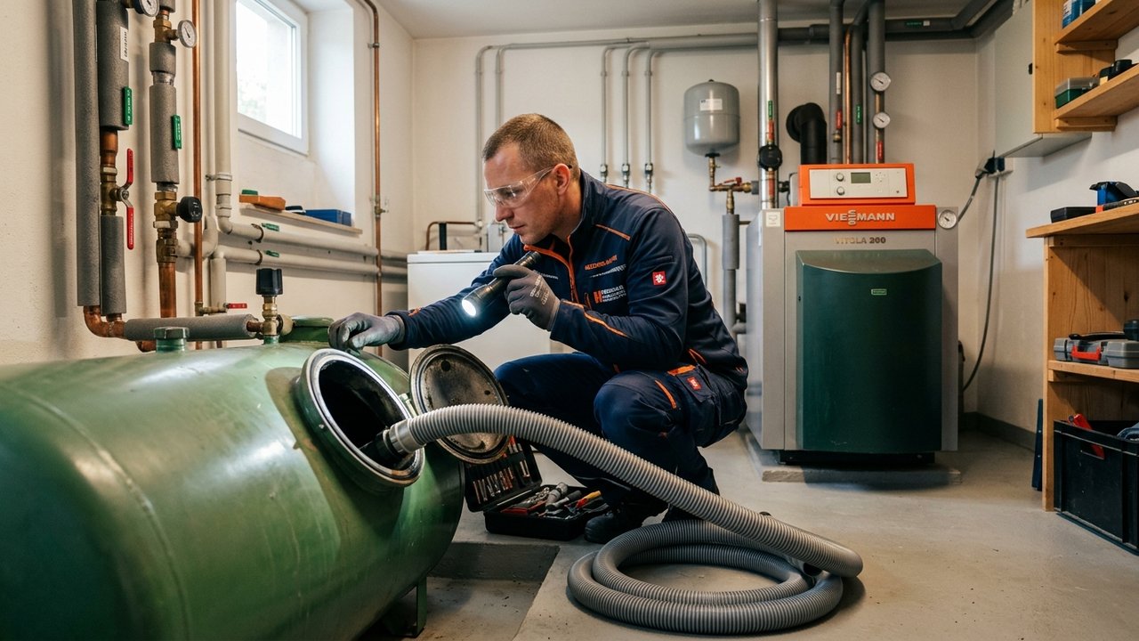 Zertifizierter Fachbetrieb bei der professionellen Öltankreinigung im Heizungskeller